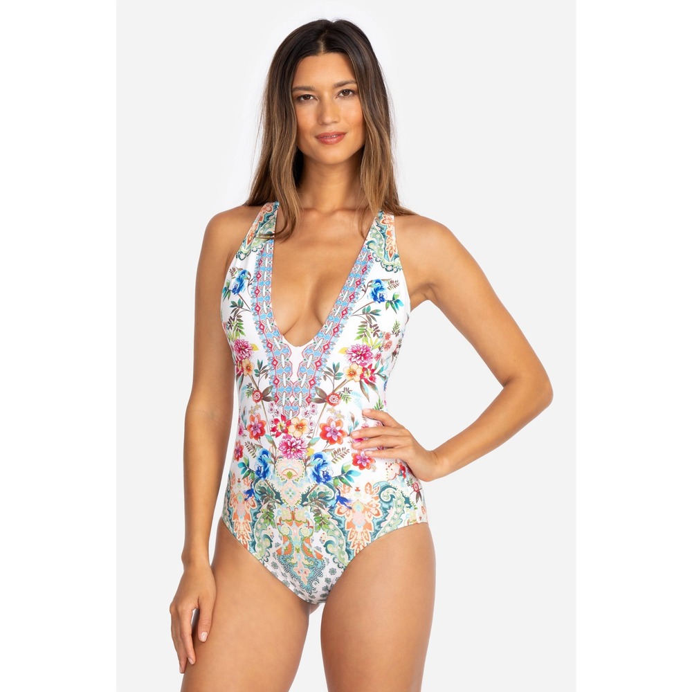 Johnny Was Dreamer One Piece Swimsuit Multi Floral Paisley CSW1922-J Size M NWT
